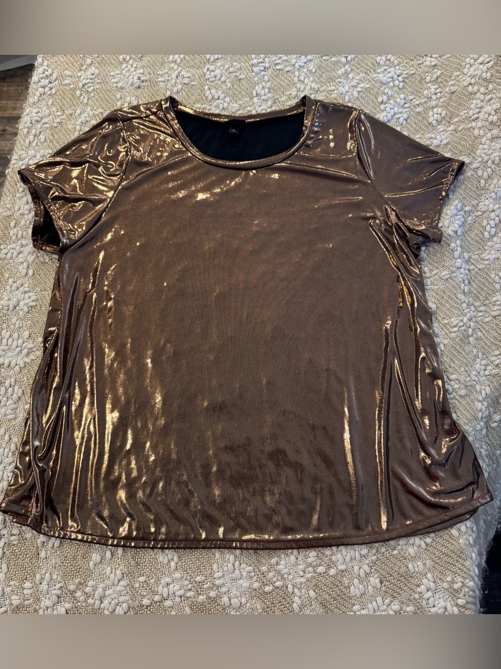 Torrid Shiny Metallic Copper Shirt, Size 3 (XL)